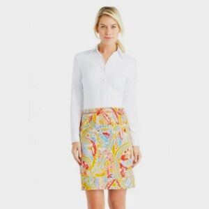 J. McLaughlin Scuba Paisley & Gingham Skirt XS
